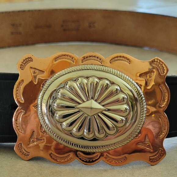 VTG Wackenhut Top Grain Cowhide Genuine Leather Belt with Large Buckle USA 38 - Picture 4 of 14